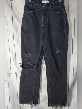 Abeecrombie & Fitch The Dad High Rise Curve Love Distressed Ripped Y2K Jeans